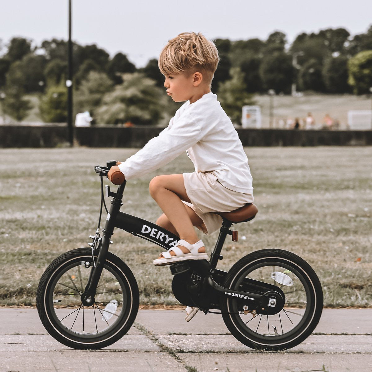 Luksus børnecykel 14 tommer - 3 i 1 - løbecykel - Pink