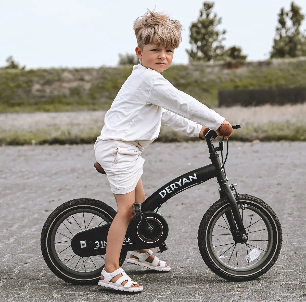 Luksus børnecykel 12 tommer - 3 i 1 - gåcykel Pink