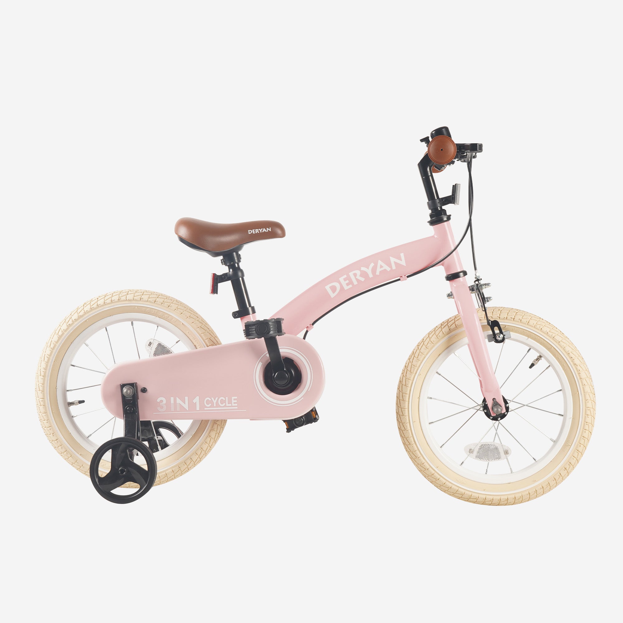 Luksus børnecykel 14 tommer - 3 i 1 - løbecykel - Pink