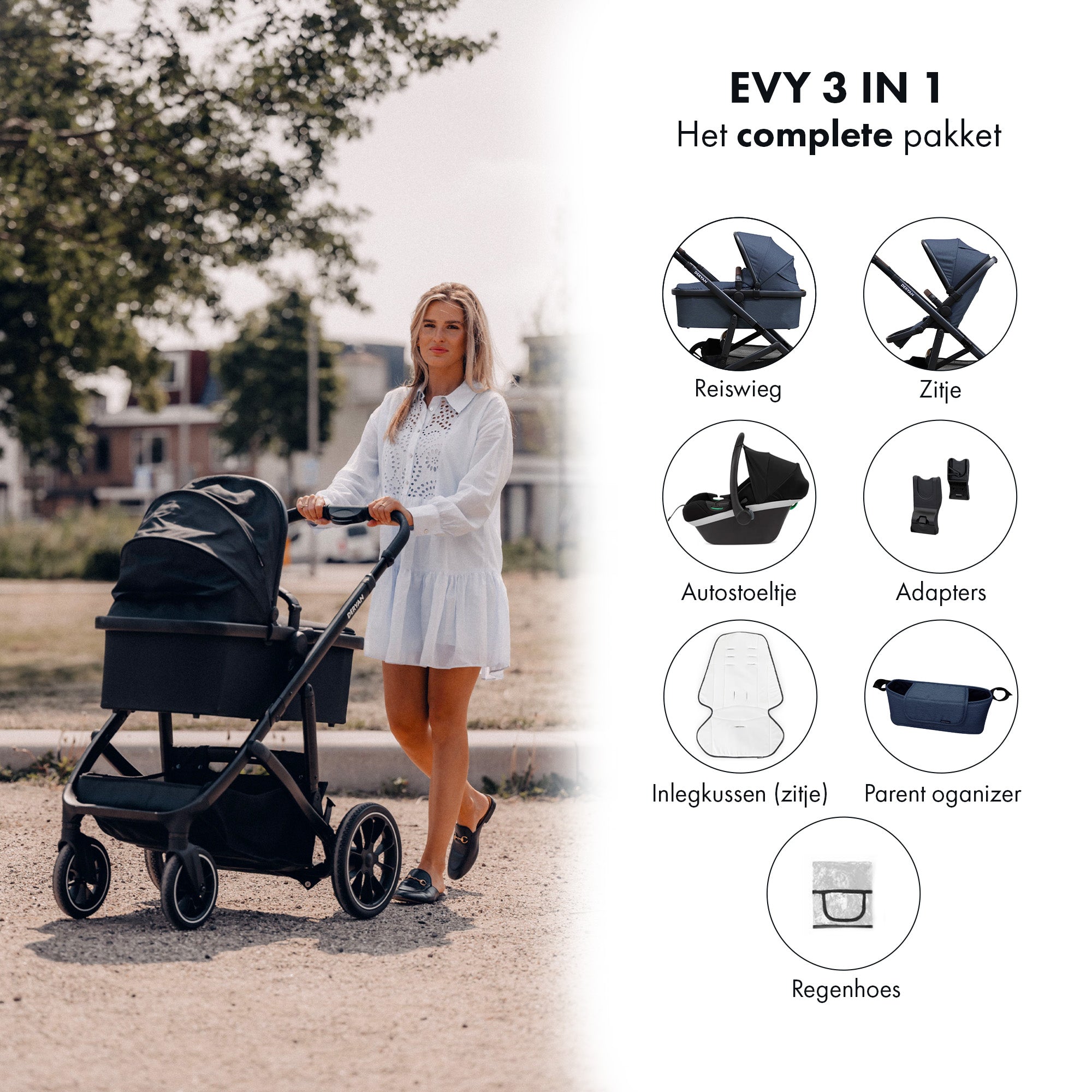 EVY V2 klapvogn 3 i 1 Navy