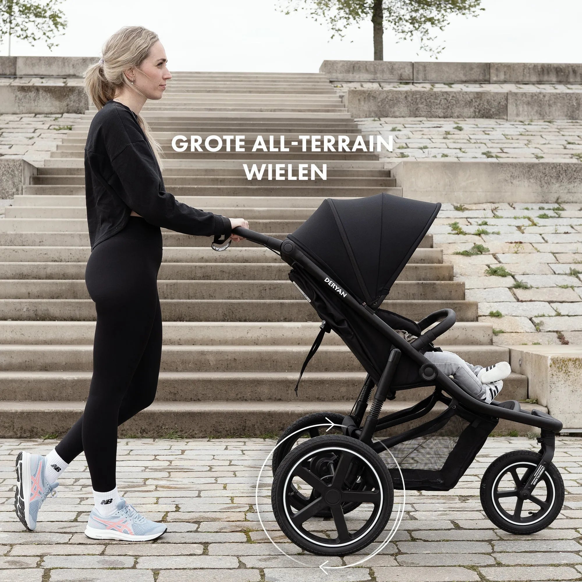 Bolt Jogging Stroller Sort Aluminiumsstel