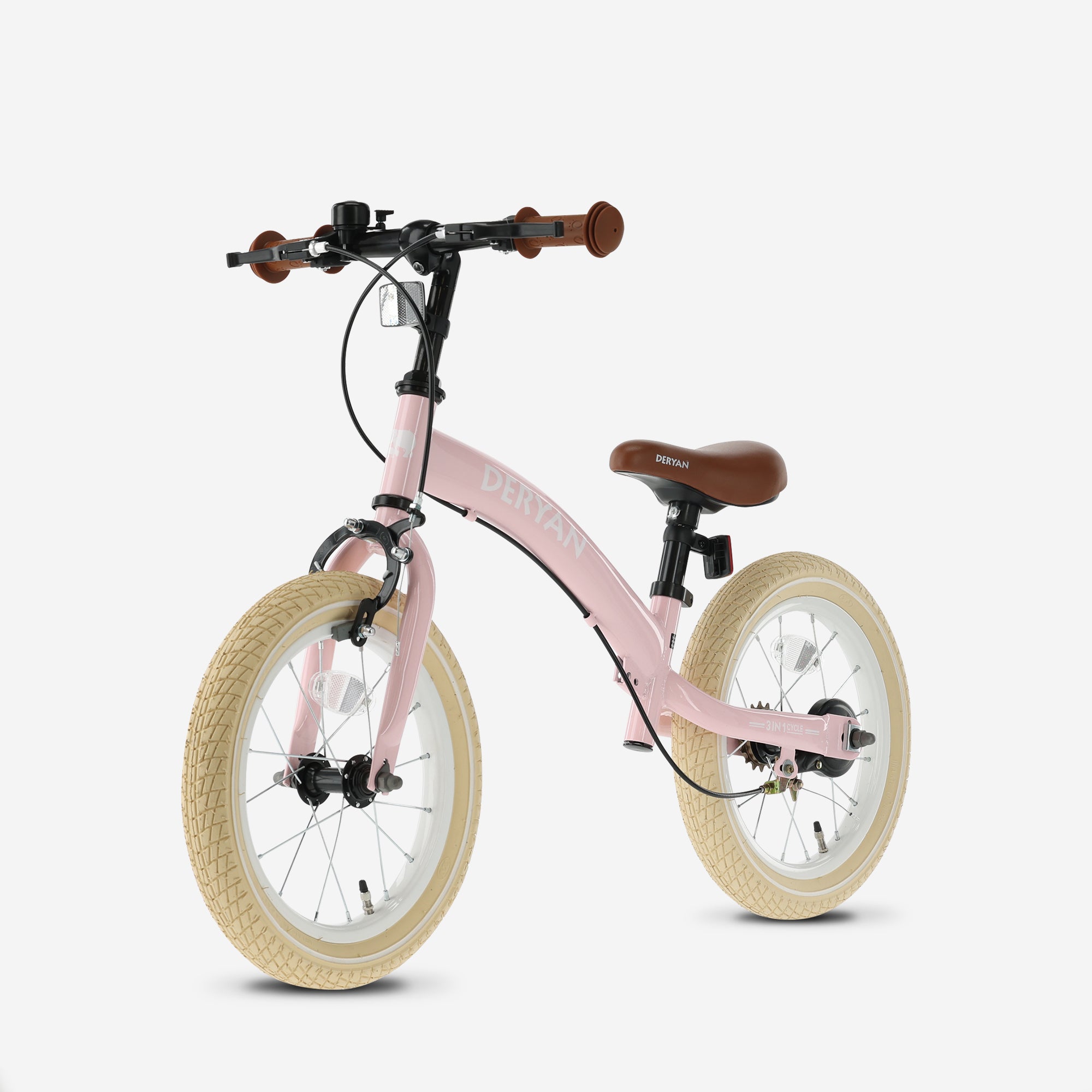 Luksus børnecykel 12 tommer - 3 i 1 - gåcykel Pink