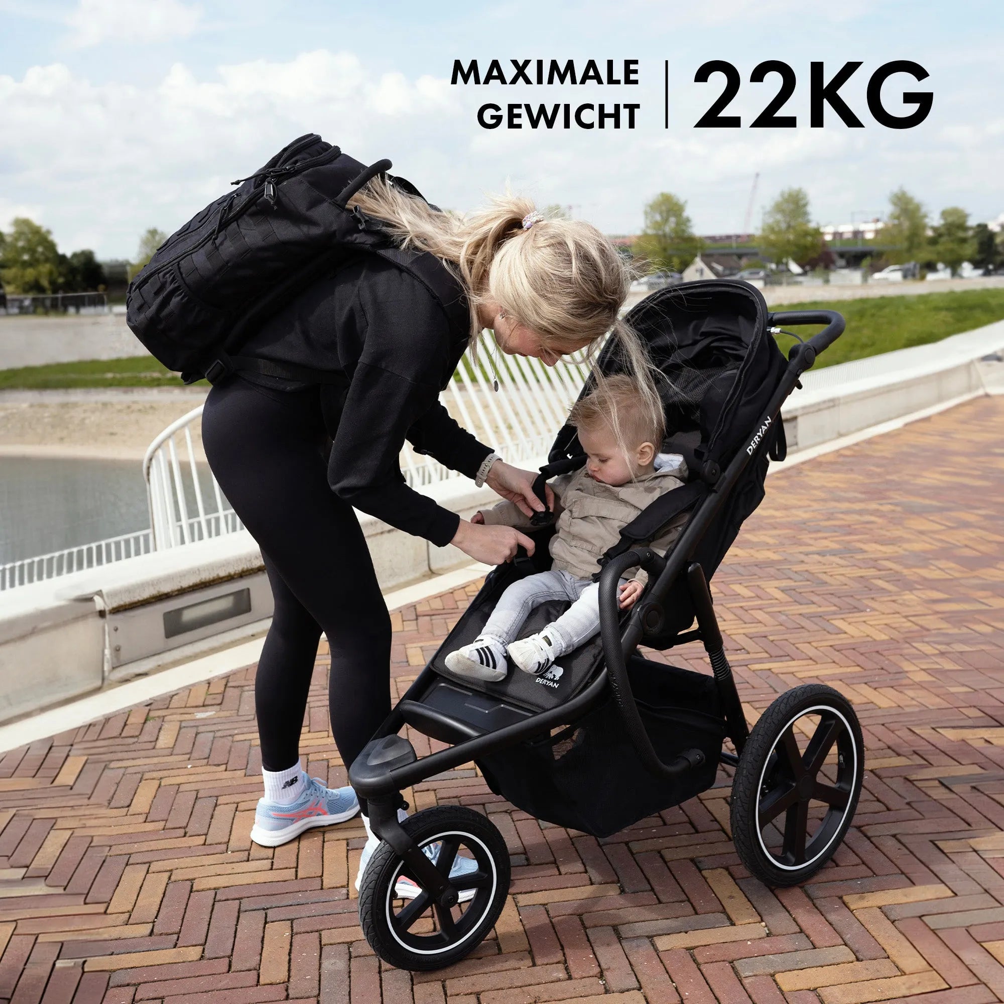 Bolt Jogging Stroller Sort Aluminiumsstel